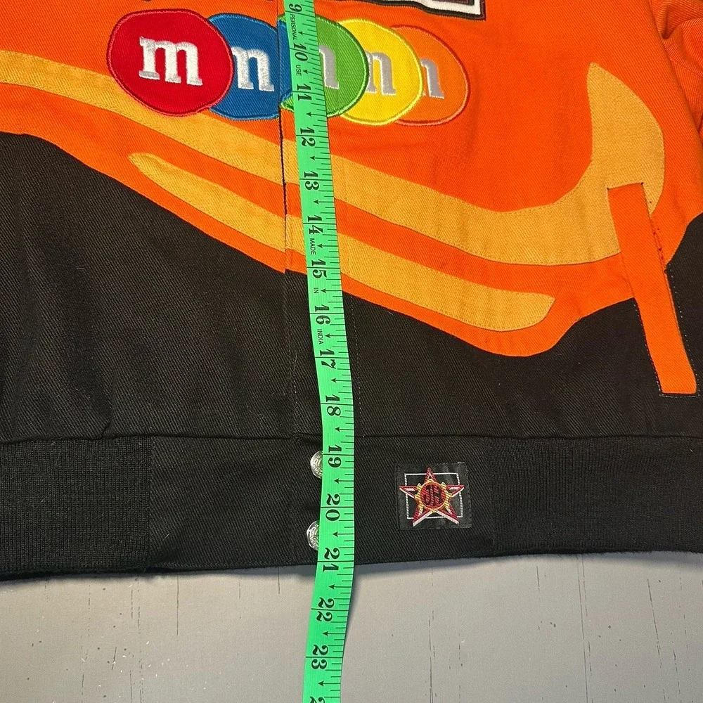 JH Design OrangeM&M #38 Yates Kids Vtg Jacket Nascar Racing Youth L or XS/S Wms.